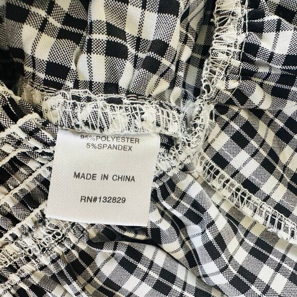 More to Come X Revolve Gingham Crop Top Balloon Sleeve Medium Black White Boho - Picture 4 of 6